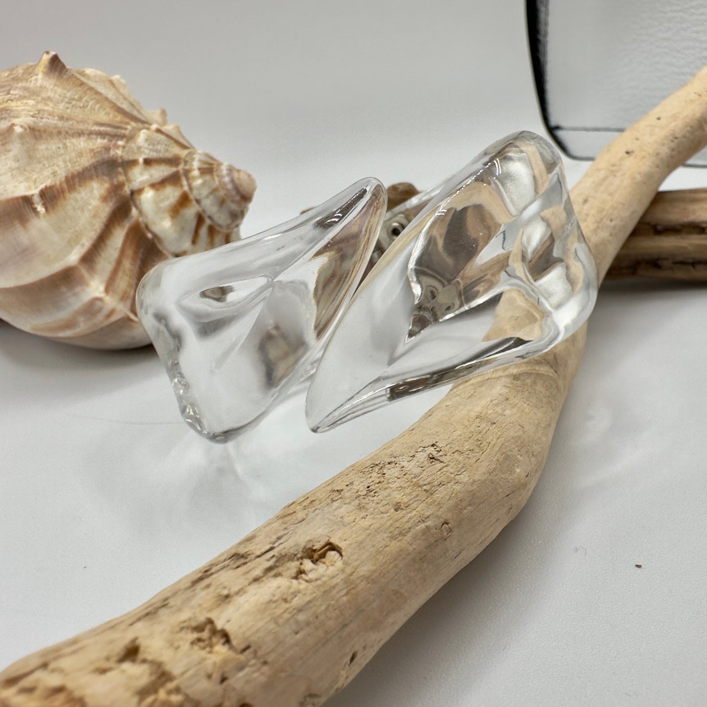 60's Vintage Clear Lucite Hinged Clamper Bracelet