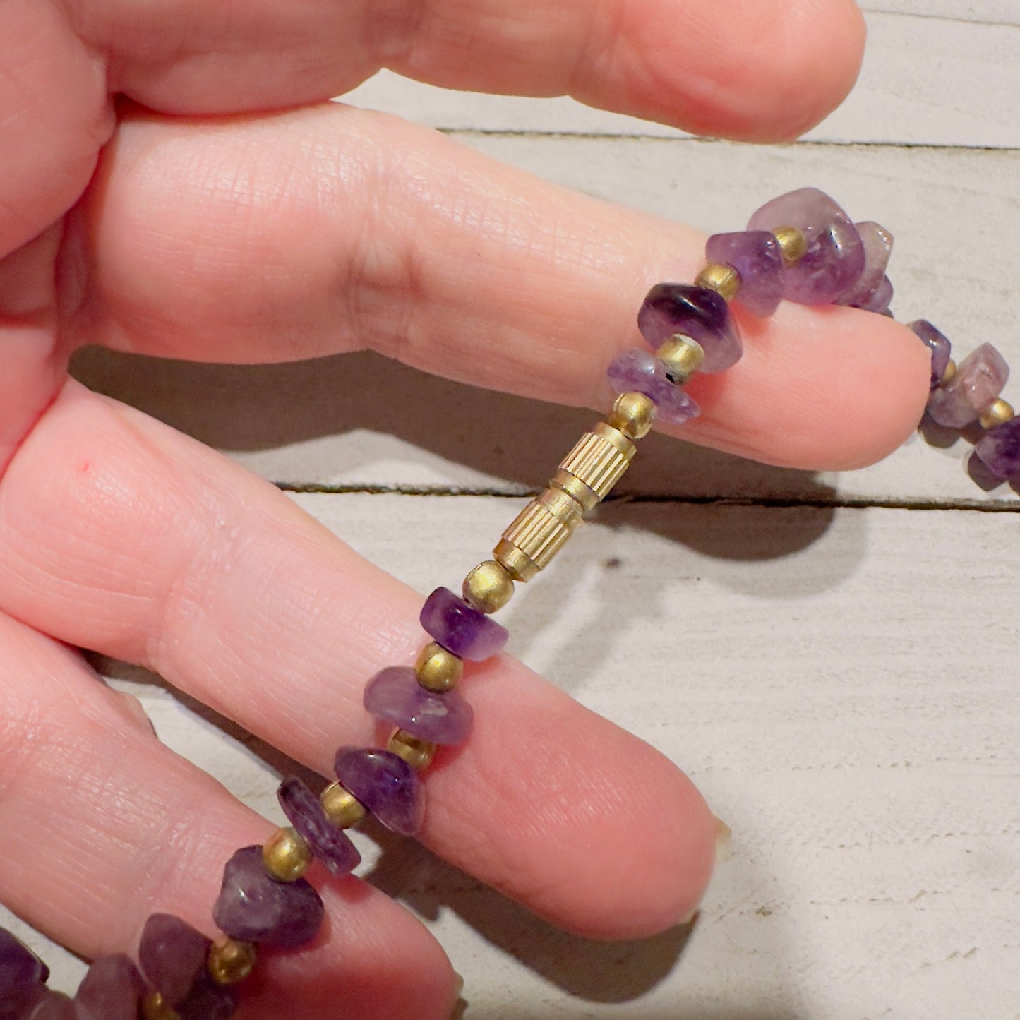 Vintage Natural Amethyst Chip Necklace Barrel Clasp