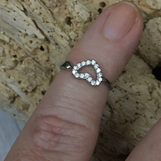 Sterling Silver CZ Heart Toe Ring