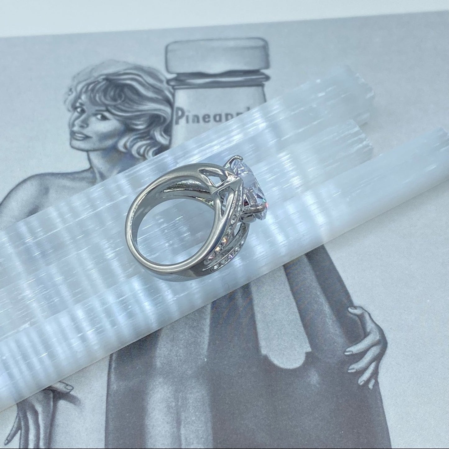 Stainless Steel Cubic Zirconia Heart Ring Size 5