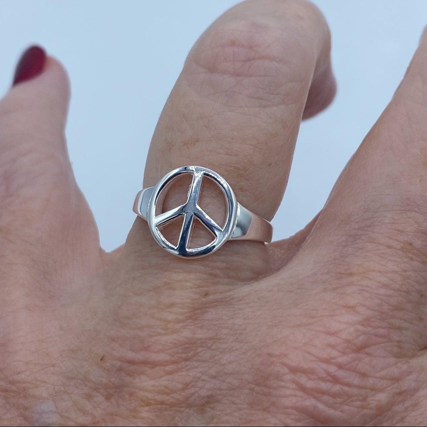 Peace Sign Sterling Silver Ring