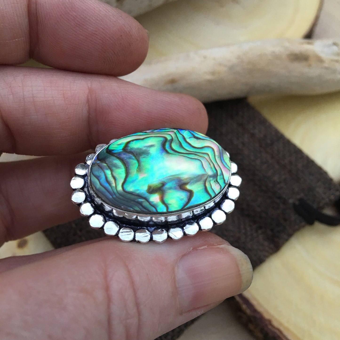 Abalone Sterling Silver Ring Size 7