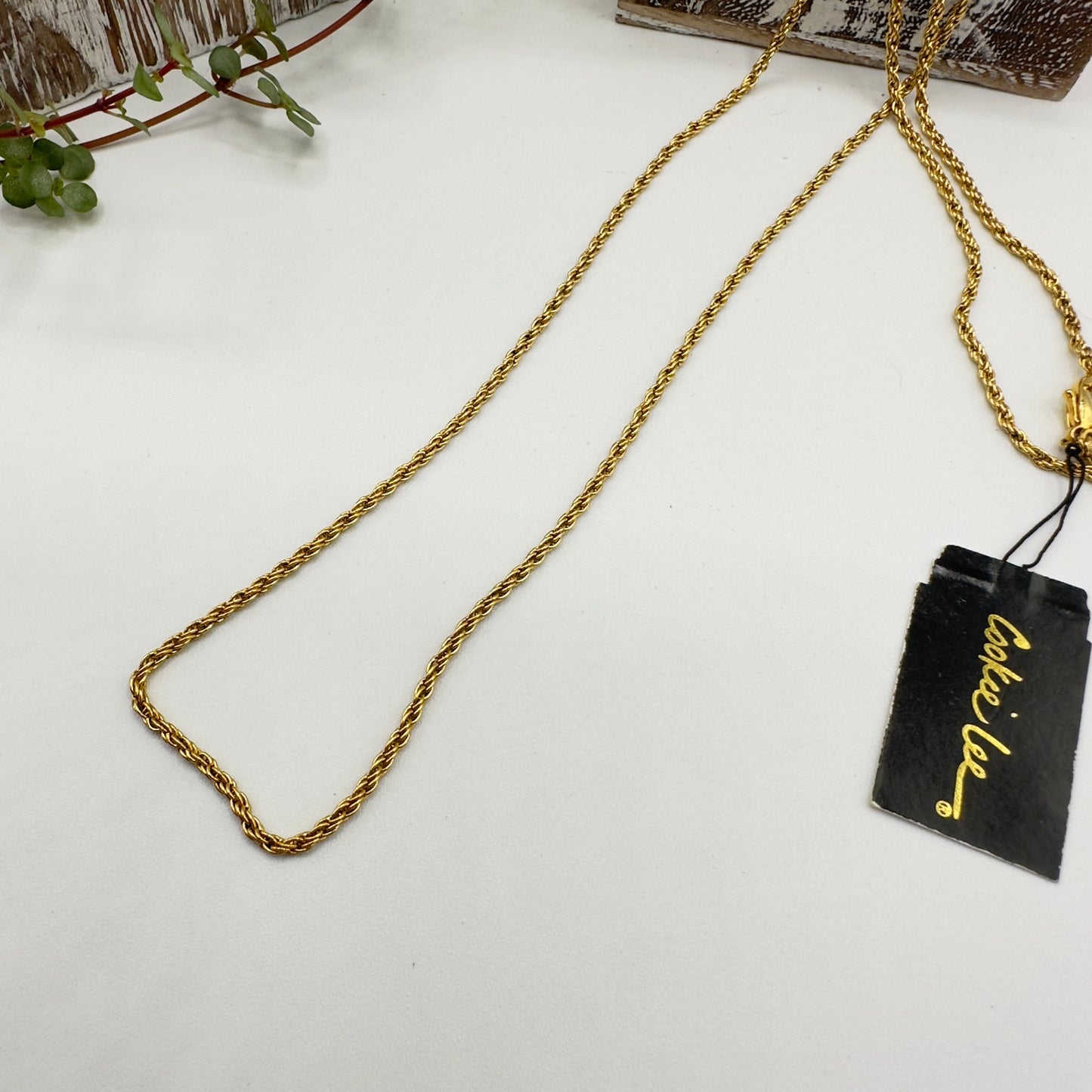 Vintage Cookie Lee Gold Thin Rope Chain Necklace