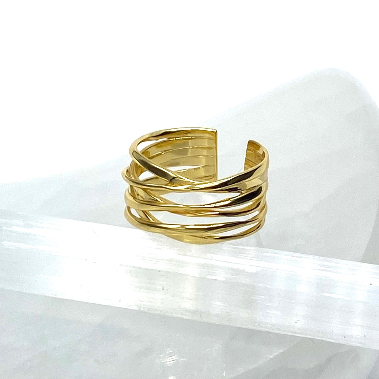 Geometric Stacking 925 Sterling Silver Ring Adjustable Size 7-13