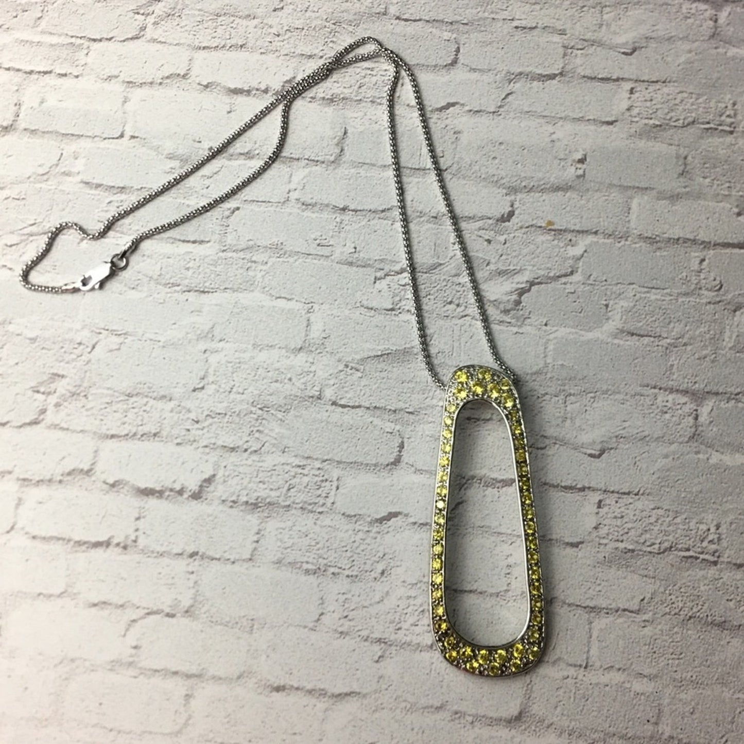 Canary yellow large CZ pendant on popcorn chain