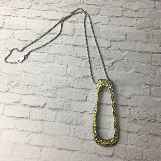 Canary yellow large CZ pendant on popcorn chain