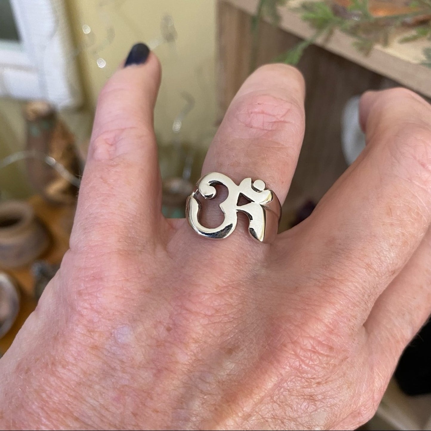 Om Sign Sterling Silver Ring