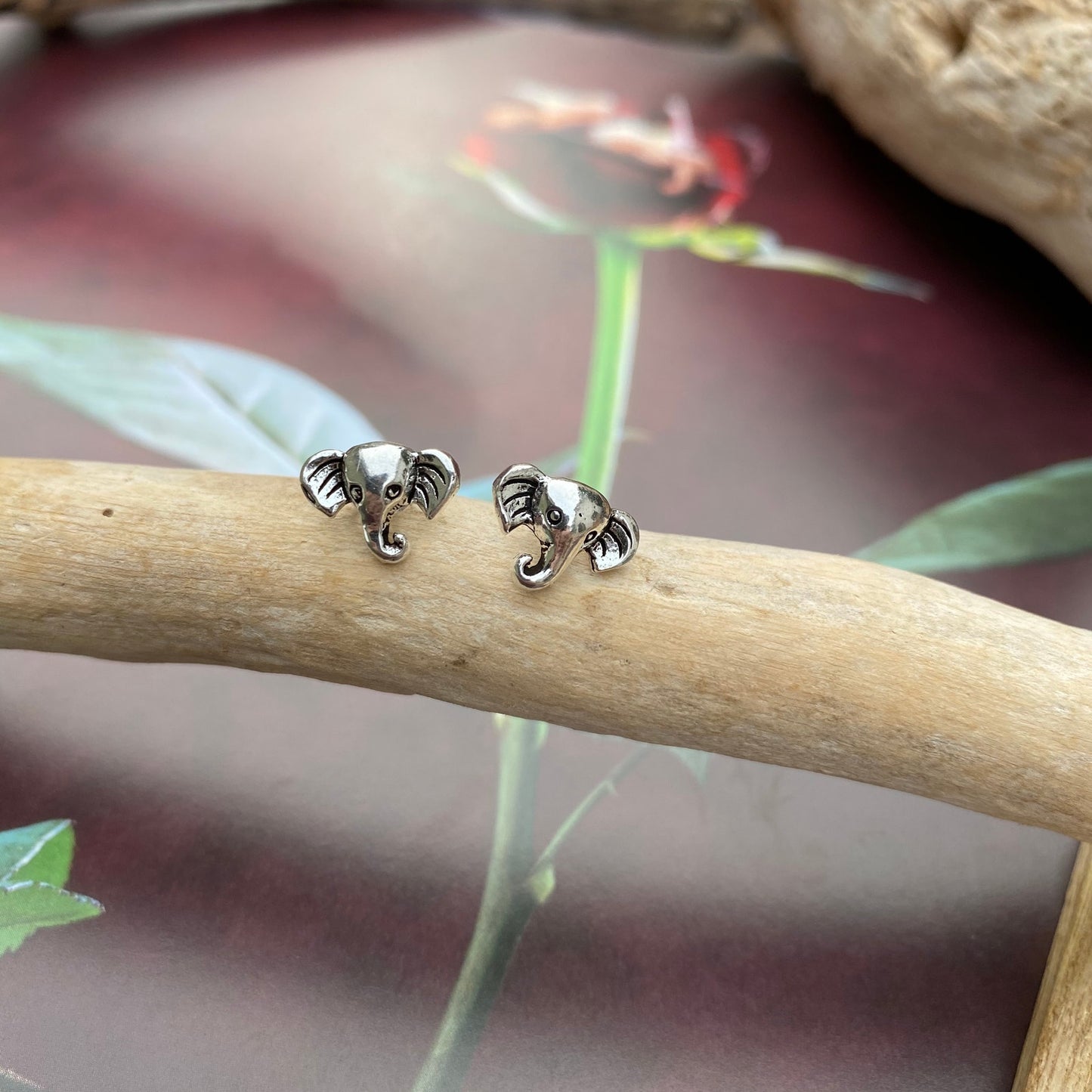 Elephant Head Solid Sterling Silver Stud Earrings