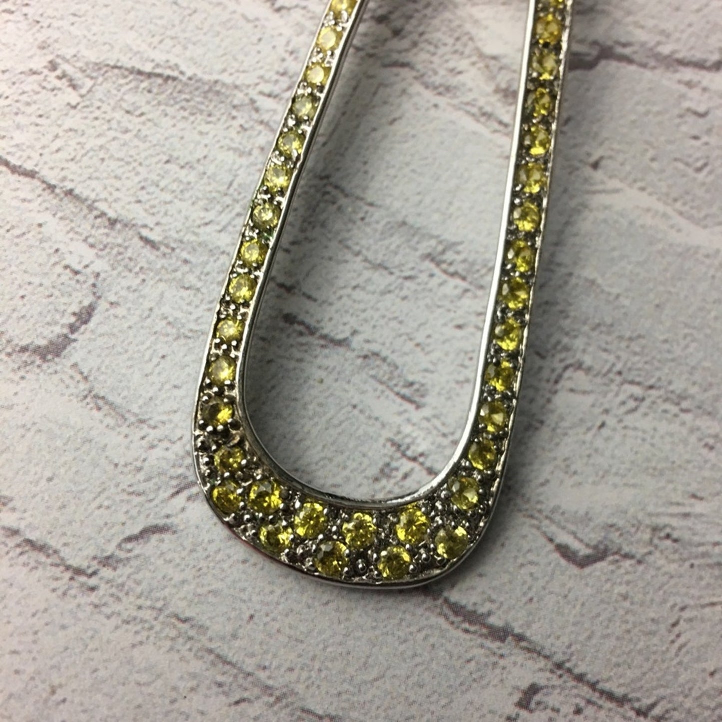 Canary yellow large CZ pendant on popcorn chain