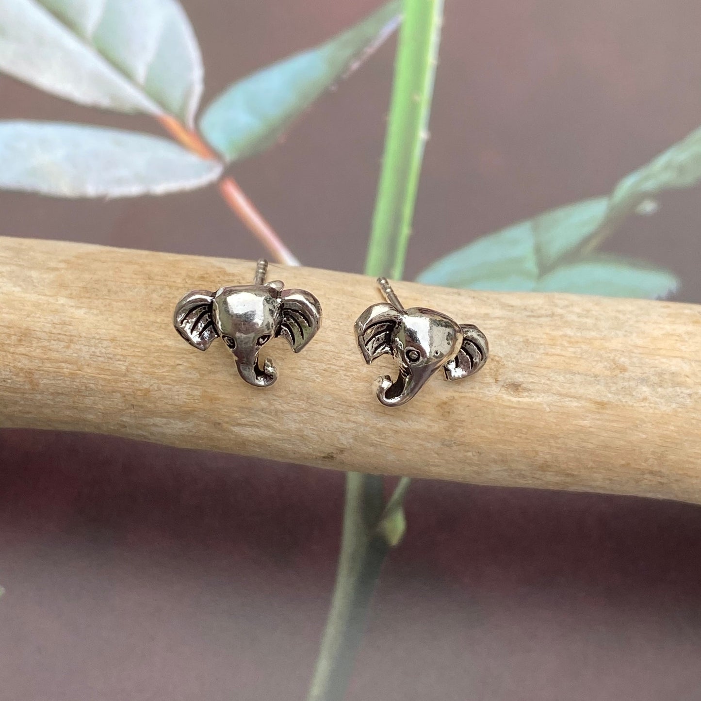 Elephant Head Solid Sterling Silver Stud Earrings