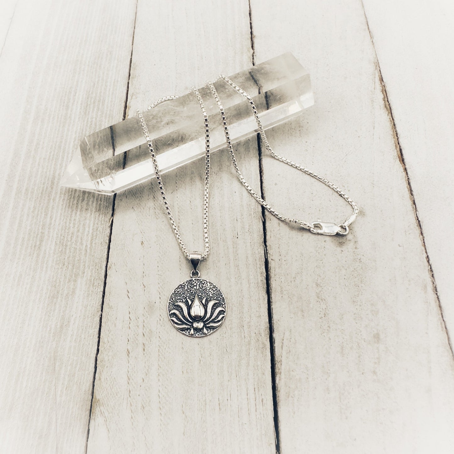 Sterling Silver Lotus Necklace Flower Necklace Boho