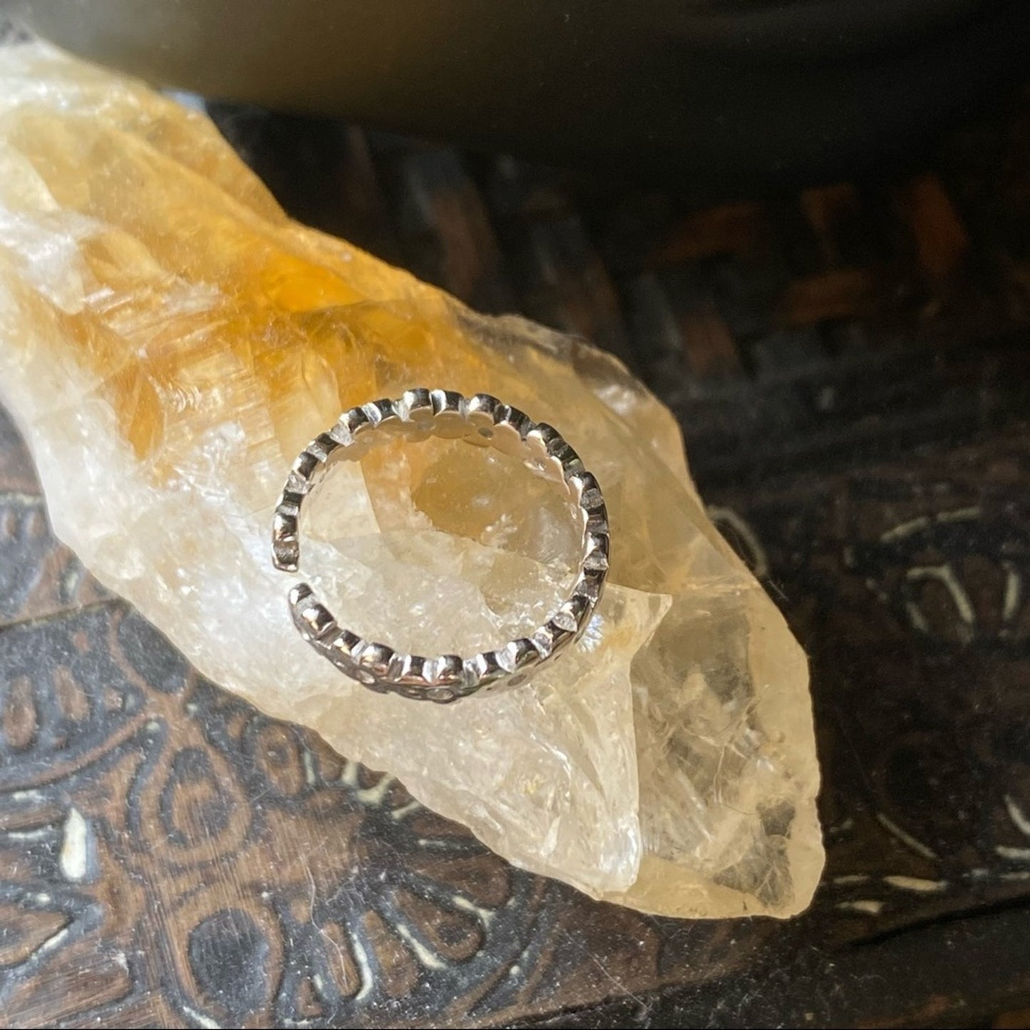 Sterling Silver Flower CZ Band Toe Ring