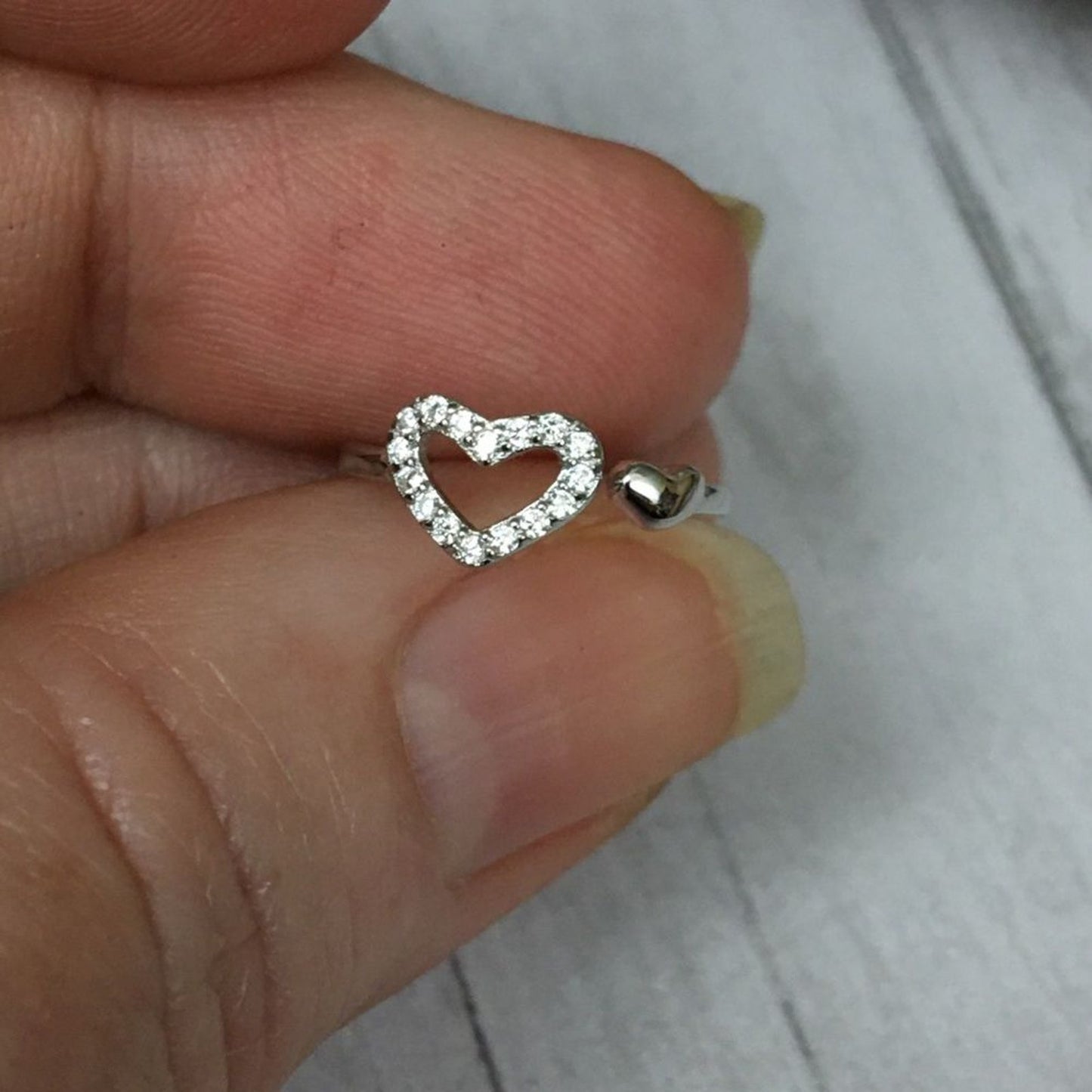 Sterling Silver CZ Heart Toe Ring