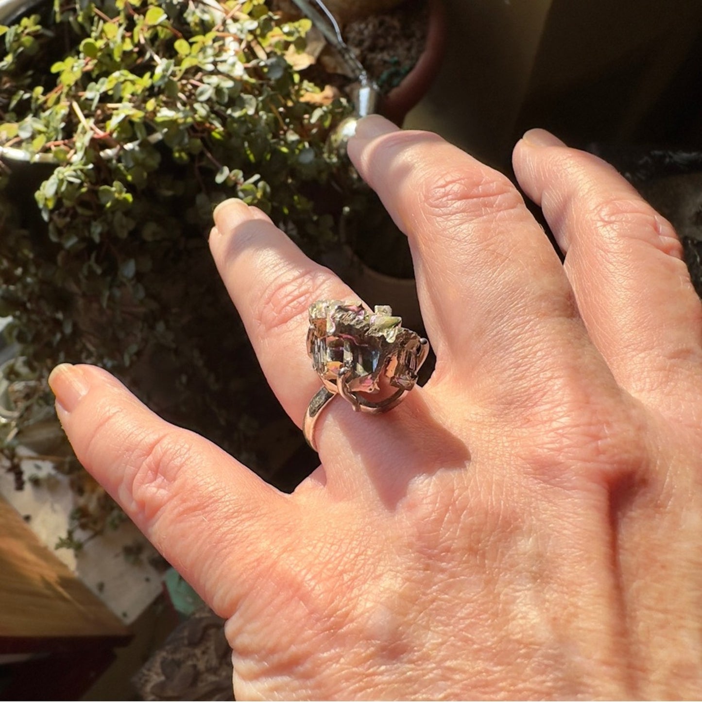 Bismuth Sterling Silver Crystal Gemstone Ring