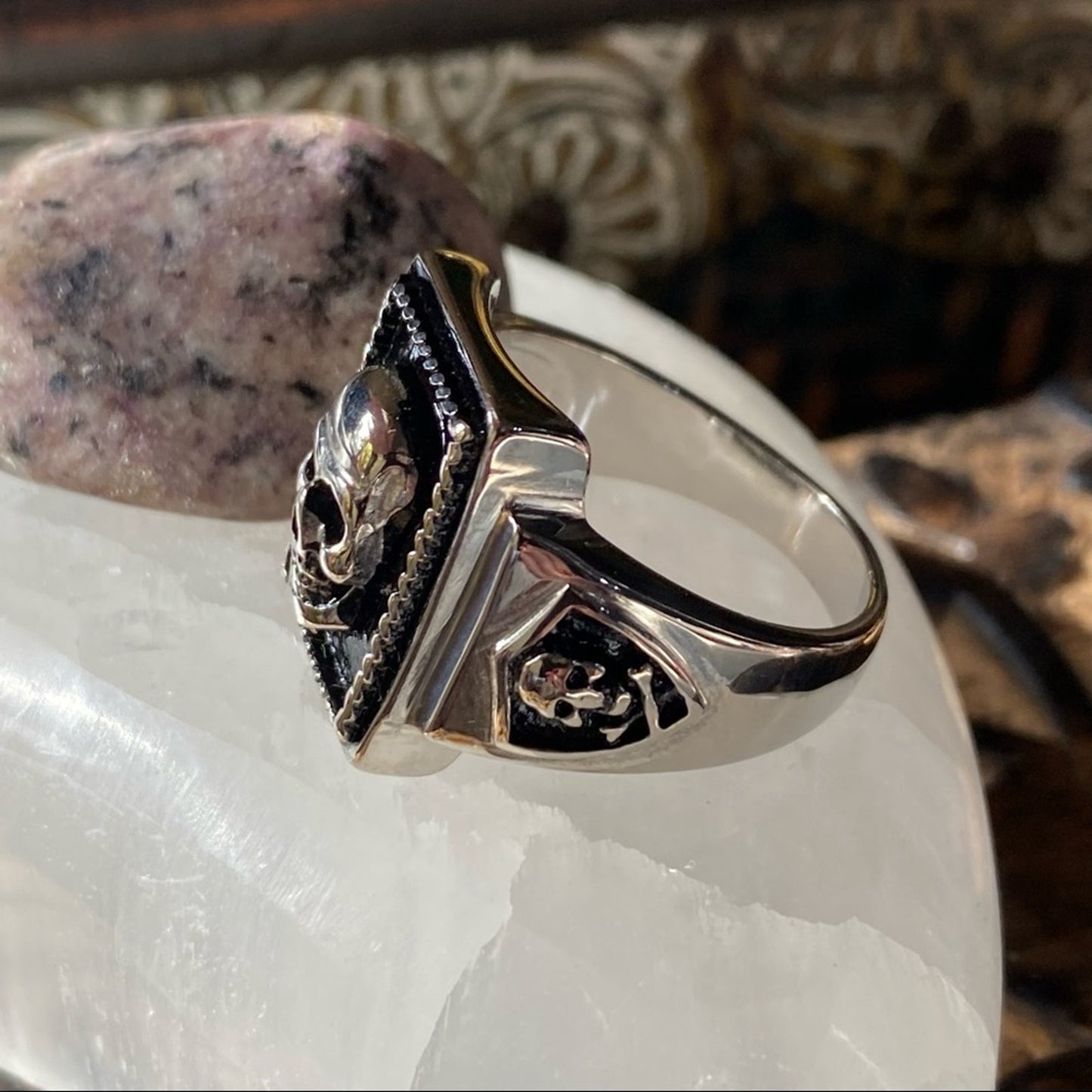 Stainless Steel Skull Ring – High Polish Gothic Biker Style Jewelry Sizes 9–12