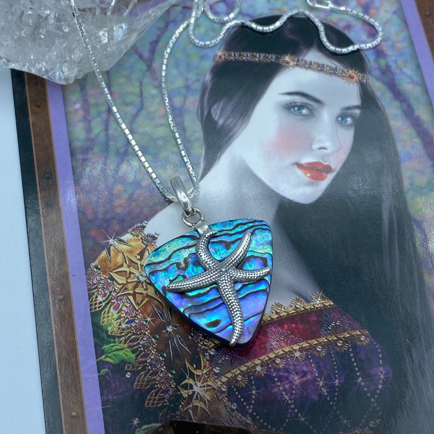 Mermaids Dream Abalone Sterling Silver Star Fish Necklace