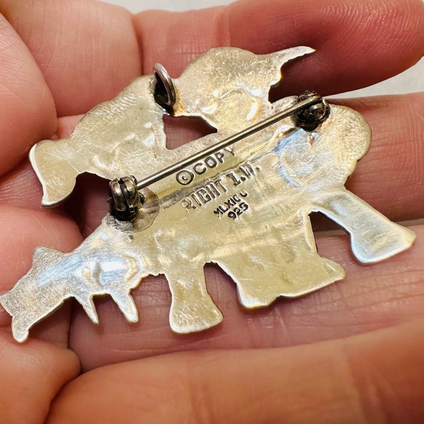 Vintage Sterling Silver Mexico Boy & Girl Pin/Brooch Pendant