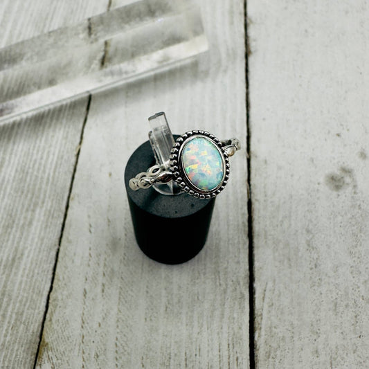 Lab Opal Sterling Silver Ring