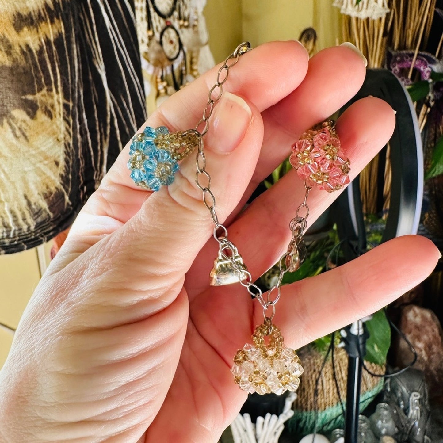 Vintage Sterling Silver Crystal Bag Charm Bracelet with Mini Purses