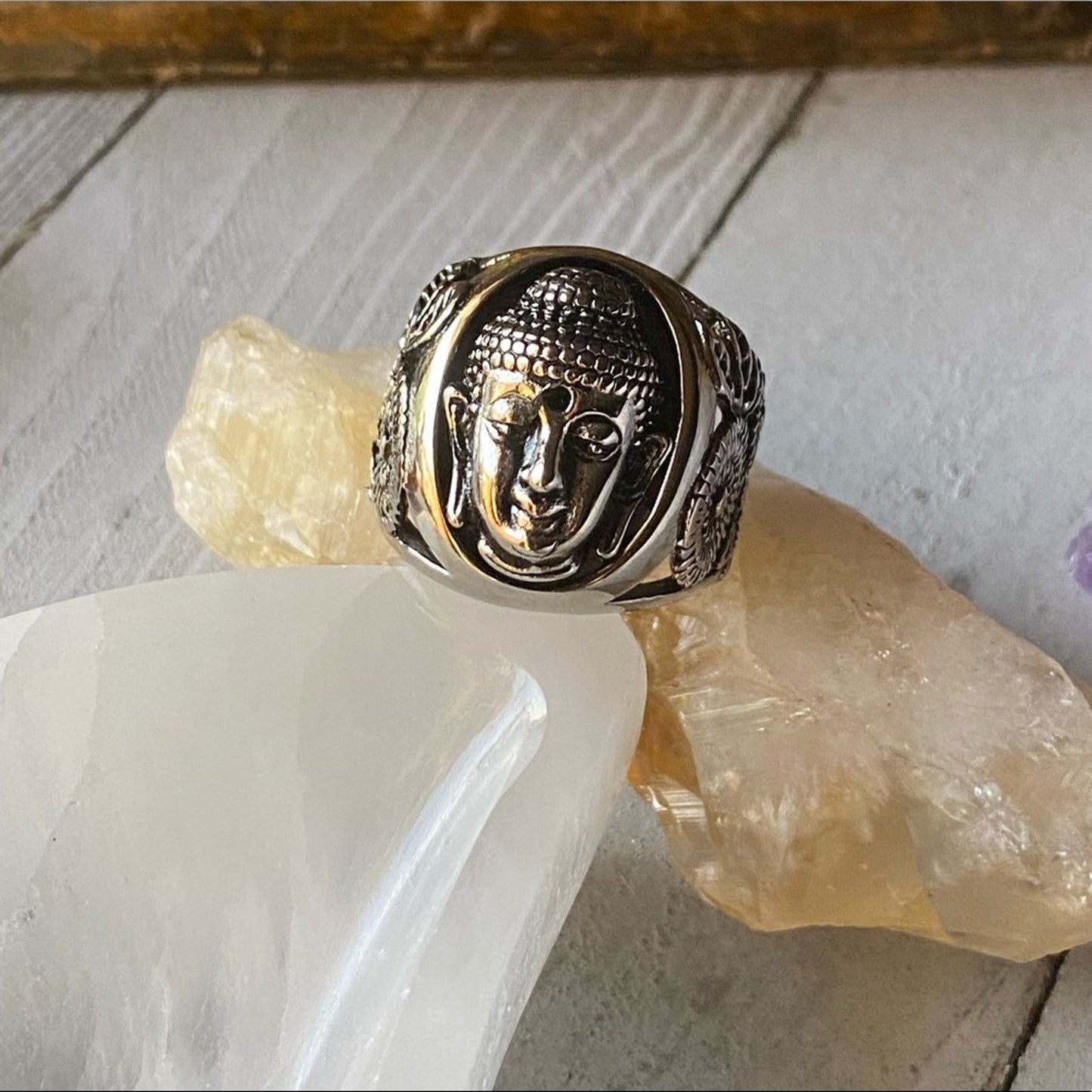 Buddha High Polished Stainless Steel Ring