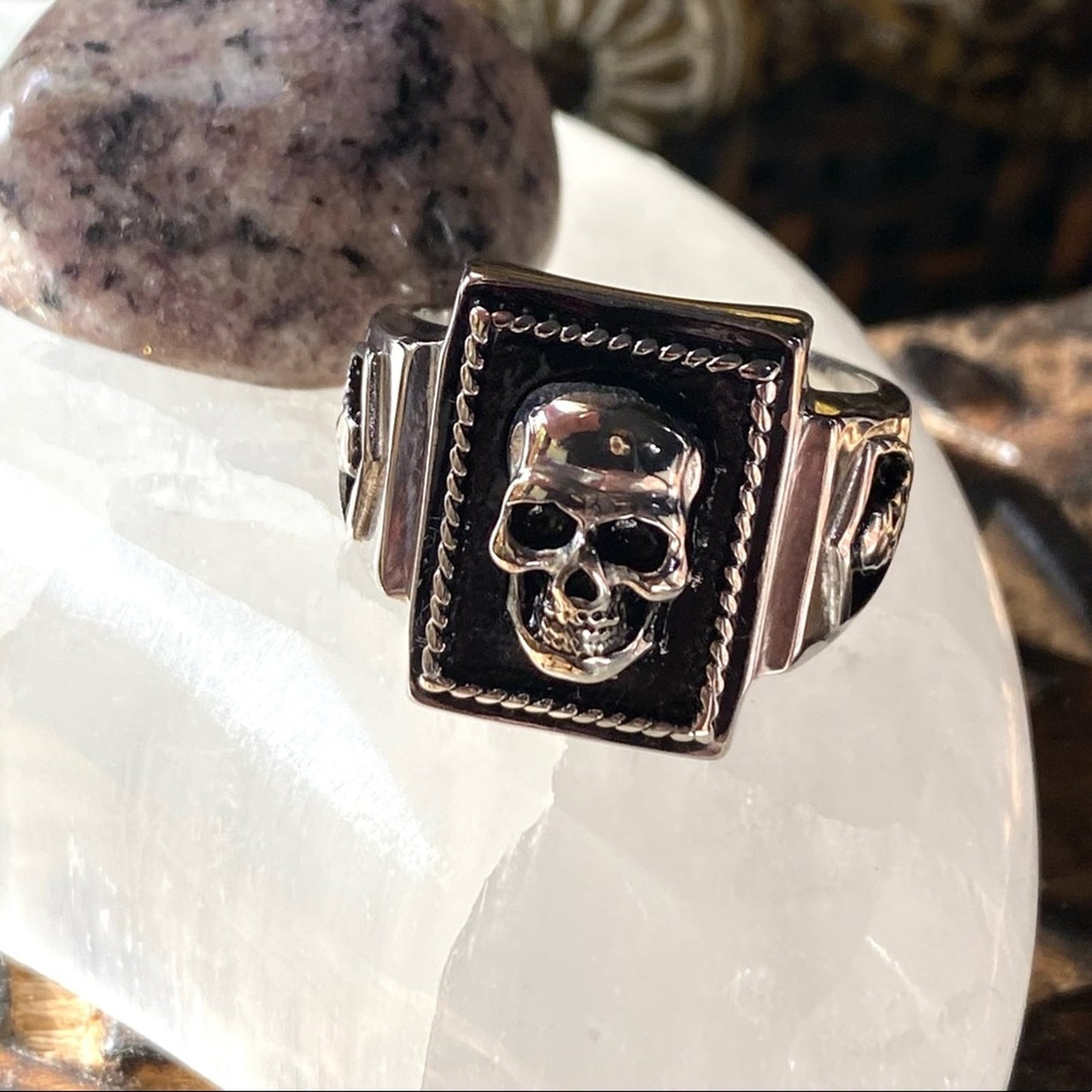 Stainless Steel Skull Ring – High Polish Gothic Biker Style Jewelry Sizes 9–12