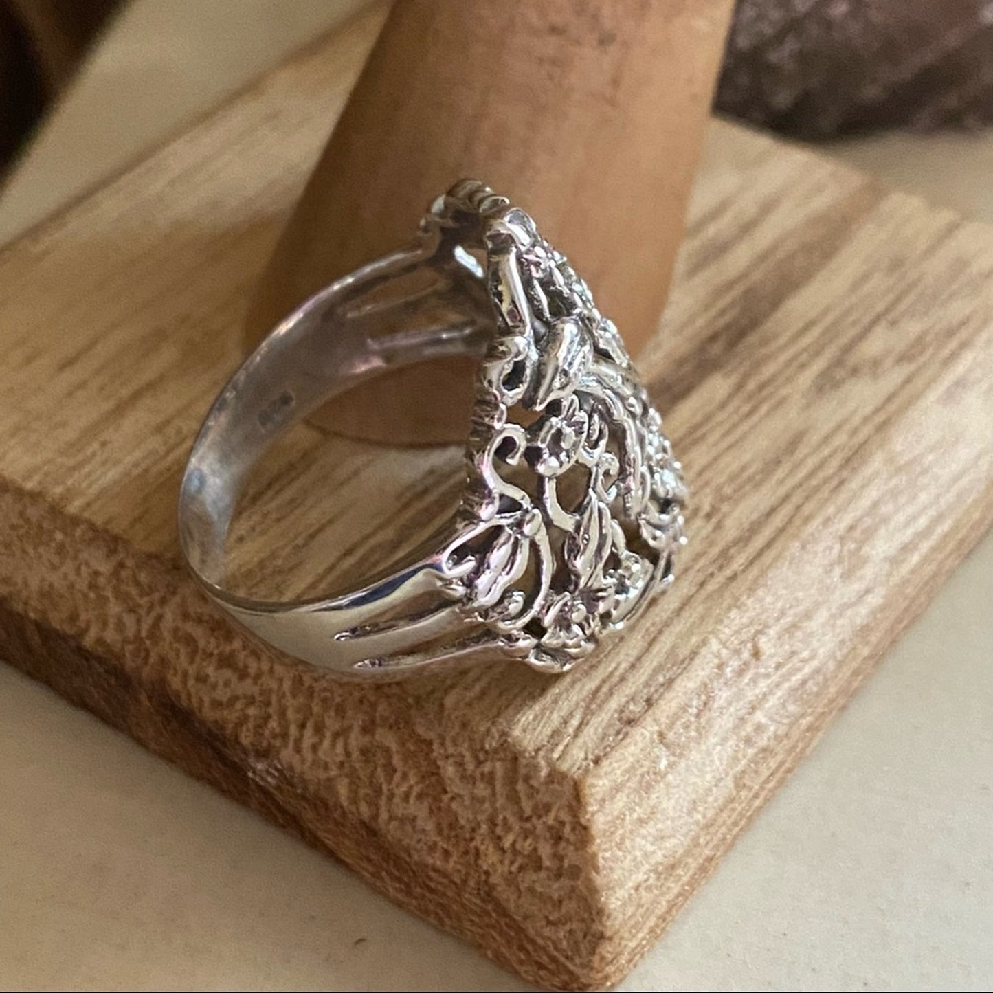 Plumeria Sterling Silver Ring Floral Ring Boho Ring